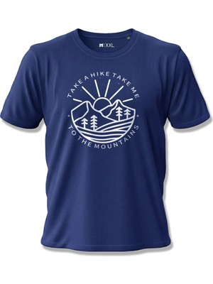 North Whiskers "take Me To The Mountains" Baskılı %100 Pamuklu Lacivert Doğa Tişörtü