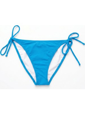 Zi Açık Mavi Kenarları Ince Ip Bağlamalı Bikini Altı