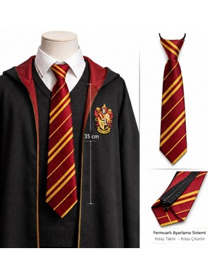 Mudanis Harry Potter Gryffindor Fermuarlı Ayarlanabilir Kravat