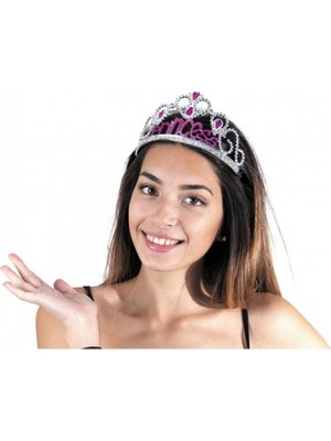 Hace Bazaar Gümüş Renk Prenses Yazılı Parti Tacı 60 cm