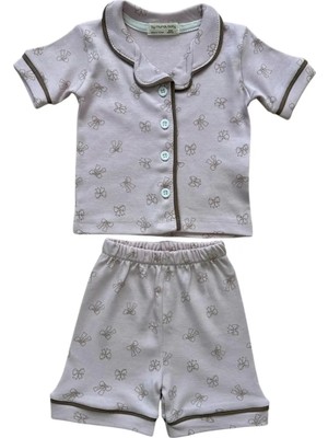 Bellamio Kids Kurdelalı Önden Düğmeli Kız Bebek Şortlu Pijama Takımı