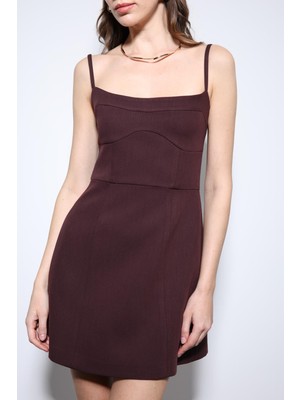 Kylora Bordo Askılı Elbise