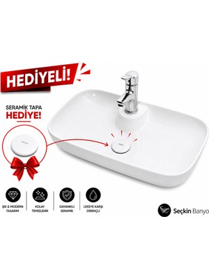 Lapino Premıum Class Tezgah Üstü Lavabo 70*40 cm Beyaz (ESV-16270)