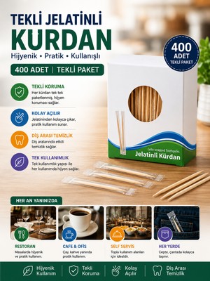 Open City Tekli Jelatinli Kürdan 400 Adet Hijyenik Paket Cafe Restoran Otel Kullanımı Için Ekonomik Set