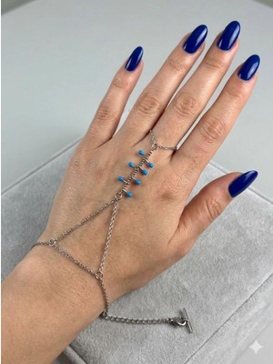 Hace Bazaar Mavi Şerit Boncuk Çelik Şahmaran