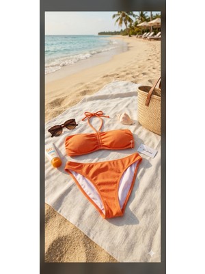 Mojo My Life Turuncu Straplez Bikini Takımı