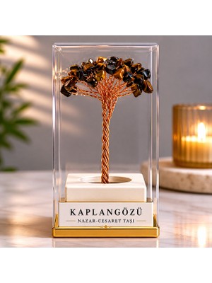 Bakgelal Kaplan Gözü Bereket Ağacı – Doğal Taş Dekoratif Masaüstü Obje | El Yapımı Premium Dekor