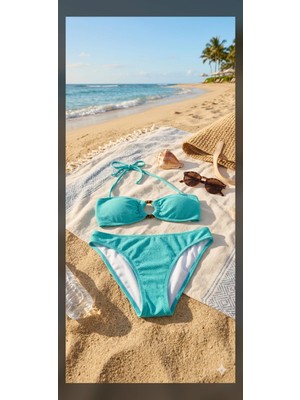 Mojo My Life Su Yeşili Straplez Bikini Takımı