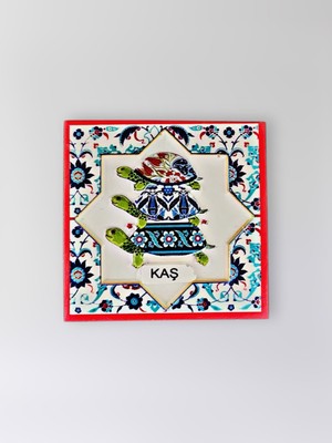 Mundy Kaş Temalı Polyester Kabartmalı Kaplumbağa Desen Magnet  7 x 7 cm – Dekoratif Hediyelik Buzdolabı Süsü  (KOD:1201)
