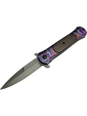 Eco Port Çakı Mor 22 cm Yarı Otomatik , Kemerlikli