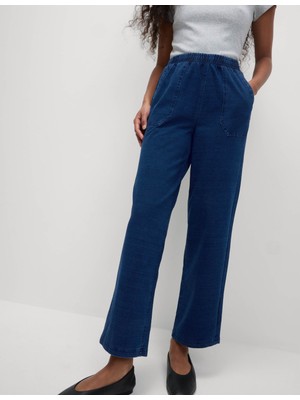 Marks & Spencer Denim Görünümlü Jarse Düz Paça Pantolon