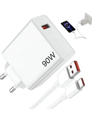 MuhendisTech Xiaomi Uyumlu 90W Watt Type-C Hızlı Şarj Aleti Adaptör ve Kablo Set