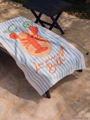 LC Waikiki Karışık Çizgili Baskılı Kadın Plaj Havlusu 70X150 cm  (S6)