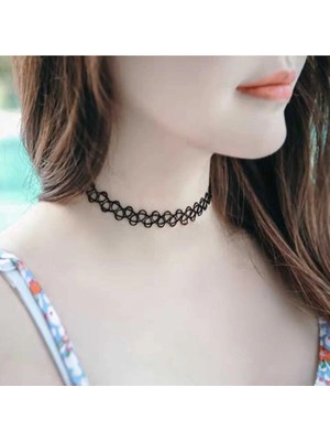 2 Adet Siyah Choker Tasma Tattoo Kolye