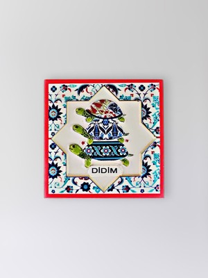 Mundy Didim Temalı Polyester Kabartmalı Kaplumbağa Desen Magnet  7 x 7 cm – Dekoratif Hediyelik Buzdolabı Süsü  (KOD:1203)