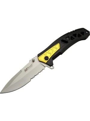 Eco Port 4191 Sarı Kamp Çakı 21CM - Yarı Otomatik, Kemerlikli, Testere Detaylı, Desenli Sap