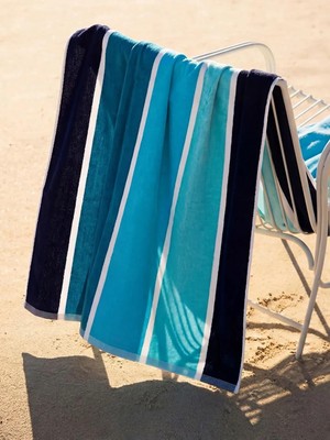 LC Waikiki Çizgili Erkek Plaj Havlusu 70X150 cm  (S6)