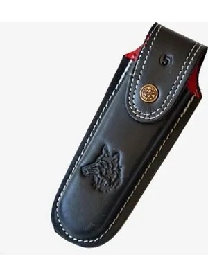 Eco Port Kurt Figürlü Hakiki Deri Çakı Kılıfı No:2, 12 x 4 cm - Kemerlikli