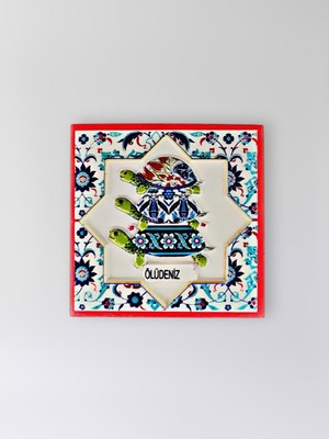 Mundy Ölüdeniz Temalı Polyester Kabartmalı Kaplumbağa Desen Magnet  7 x 7 cm – Dekoratif Hediyelik Buzdolabı Süsü  (KOD:1202)