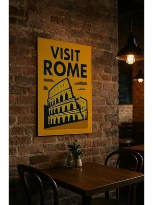 Terra Organik Tablo (Mdf) Tek Parça Retro Tasarım(Vısıt Rome) 20CMX30CM
