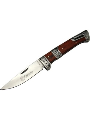 Eco Port MB3936A Kahverengi Av / Kamp Çakısı 20CM- Manuel, Işlemeli, Kemerlikli, Ahşap Sap
