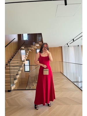 Özge Özgenç Askılı Maxi Boy Elbise