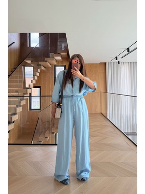 Özge Özgenç Yarım Kol Gömlek Pantolon Takım