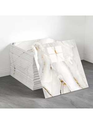 Eco Port Vinil Beyaz Mermer Desenli Alüminyum Plastik Duvar Sticker (30X30)
