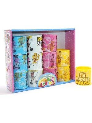 Eco Port Mickey Mouse ve Minnie Baskılı Magic Spring Stres Yayı - Standlı Karışık Renk 12'li Seti ALK3985