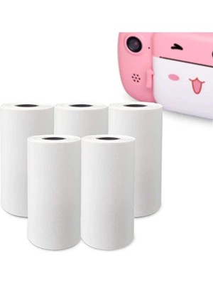 Eco Port Çocuk Kamera Baskı Kağıdı, 5’li Rulo 57X25MM Çekirdekli Fotoğraf Baskı Termal Kağıt Rulo