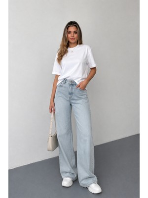 Stilera Kadın Oversize Basic Kısa Kollu Bisiklet Yaka Düz Tişört