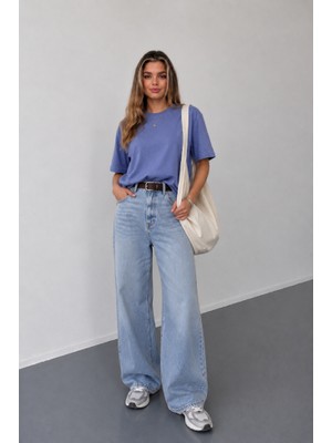 Stilera Kadın Oversize Basic Kısa Kollu Bisiklet Yaka Düz Tişört