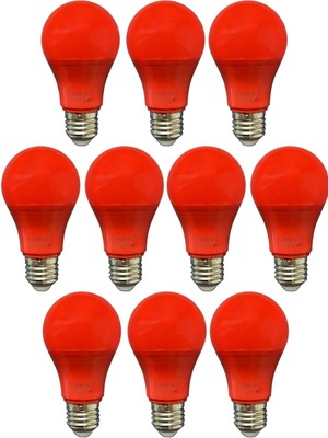 Avarson (10 Adet) Osaka 10W Kırmızı Işık E27 Duylu (Kalın Duy) LED Ampul