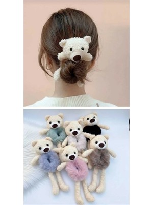 1 Adet Ayıcıklı Peluş Lastik Toka Peluş Toka Ayıcık Toka Çocuk Tokası Tüylü Toka