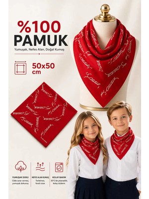 Kırmızı Ay Yıldız Türk Bayrağı Temalı Pamuk Kumaş Fular - Bandana 23 Nisan 29 Ekim 19 Mayıs