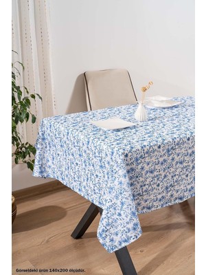 Mavi Çiçekli Masa Örtüsü, Sofra Bezi, Piknik Örtüsü Mavi 140 x 200 RIVA00112-R0023