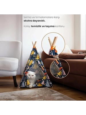Gobypet Always The Best Kedi Çadırı, Kedi Evi Kolay Kurulum, Yıkanabilir Kedi Çadırı, Kedi Yatağı (Kedili Desen, Large)