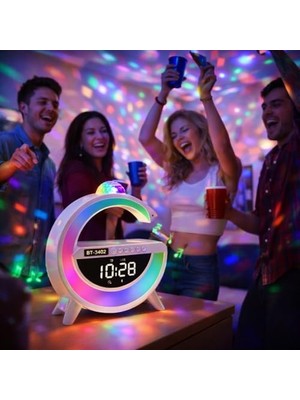 LED Işıklı Kablosuz Şarjlı Bluetooth Hoparlörlü Alarm Saati – Mükemmel Ses, Işık ve Konfor Tek Bir Cihazda!