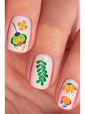 Artikel Çiçekleri Tırnak Dövmesi, Tırnak Tattoo, Nail Art, Tırnak