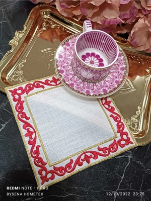 Lasetu Hümaşah Kokteyl ve Kahve Yanı Sunum Peçetesi 4 Adet Mercan Kırmızısı Renkli