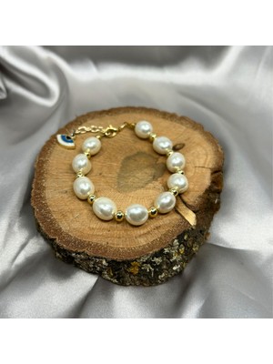 Suerte Accessories El Yapımı Sakız Incili Özel Tasarım Evim Eye Charm Aksesuar Kadın Inci Bileklik