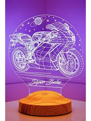 Babaya Hediye Motosiklet, Babalar Günü Hediyesi Motor Hayranına 3D LED Lamba