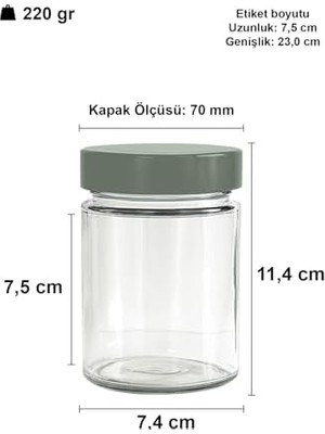 350 ml Kavanoz Metal Derin Kapaklı 350 cc Şeffaf Reçel, Marmelat Cam Kavanoz Deep 6 Adet (Gümüş Kapak)