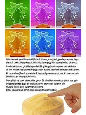 14 Şubat Hediyesi Canım Sevgilim, Sevgililer Günü Hediyesi Balon Kalpler Küre 3 Boyutlu 3D LED Lamba Gece ve Masa Lambası