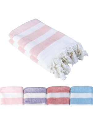 Pembe 2'li Paket - 90 x 180 cm - Kadınlar Için Ipeksi Yumuşak Peştamal - Bambu & Pamuk Karışımı - Dokuma Şeritler Sayesinde Solmaz ve Uzun Ömürlü - Plaj ve Havuz Havlusu