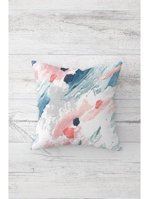 Pelangi Batik Desenli Gizli Fermuarlı Kırlent Kılıfı Koltuk Yastık Kılıfı TAKIM(4ADET), Mavi-Beyaz 45 x 45