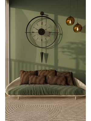 Metaquartz Aksesuar Büyük Boy (50X90CM) - Siyah Şeffaf Camlı Laclock Konikli - Kırılmaz Tamperli Cam) Duvar Saati Siyah 75 x 50