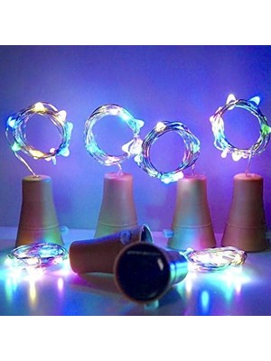 6'lı Paket Güneş Enerjili Şarap Şişesi Işıkları, 20 LED Su Geçirmez Bakır Mantar Güneş Işığı Düğün,, Dış Mekan, Tatil, Bahçe,, Yol Dekoru Için (Renkli)