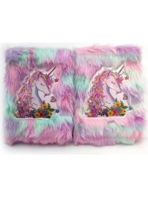 Eco Lounge Çiçekli Unicorn Tasarımlı Peluş Hatıra Defteri