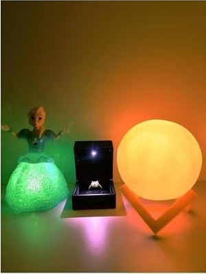 Işıklı Yüzük Kutusu Kalpli Yüzük, Rcb Led, 3D LED Küre Gece Lambası Halay Çeken